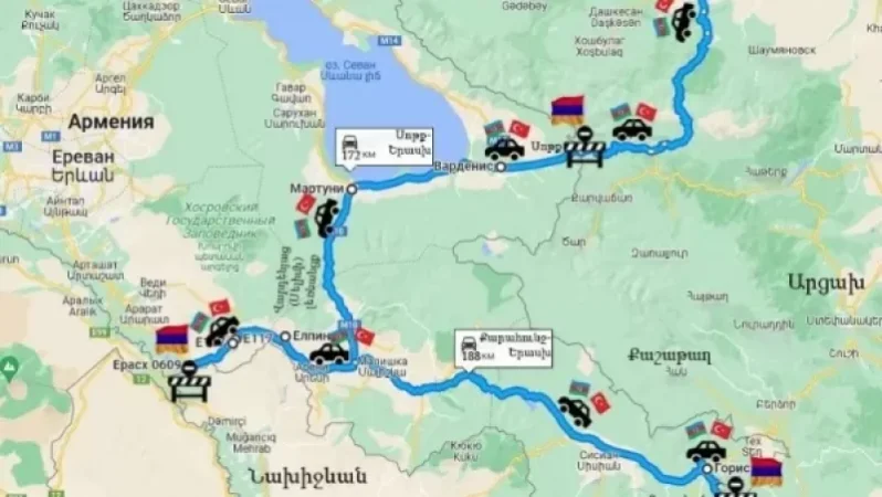 Հայաստանի տարածքում ադրբեջանական մեքենաները անցնելու են ավելի քան 350 կմ՝ շարասյունով և զինված. Հոխիկյանը քարտեզ է հրապարակել