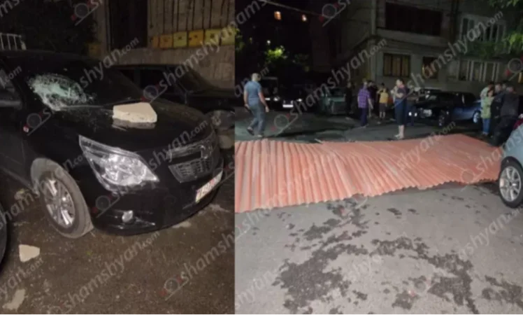 Արտակարգ իրավիճակ՝ Երևանում. քամին Նոր Նորքում պոկել է բարձրահարկ շենքի տանիքն ու վնասել մի քանի ավտոմեքենաներ