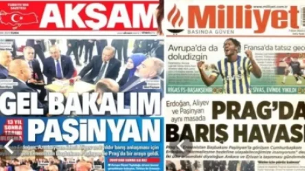 Էրդողան-Փաշինյան հանդիպումը թուրքական գրեթե բոլոր թերթերի գլխավոր նորությունն է․ ի՞նչ են գրում