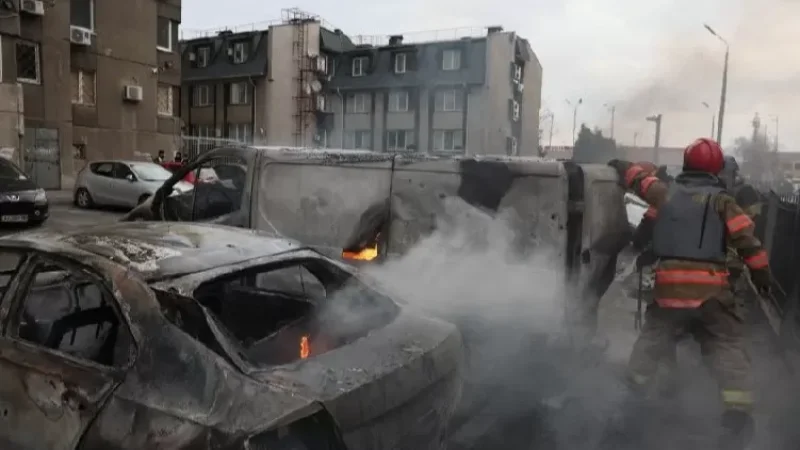 Photos: Aftermath of Morning Shelling in Kyiv