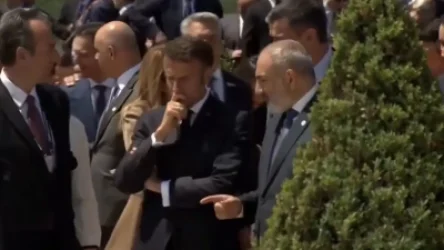 ՏԵՍԱՆՅՈՒԹ․ Փաշինյանն ու Մակրոնը քայլելով զրուցում են հնգակողմ հանդիպումից առաջ