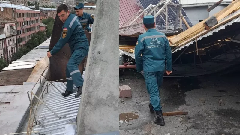 ԼՈՒՍԱՆԿԱՐՆԵՐ․ Քամու վնասները․ Երևանում և մարզերում վնասվել են շինությունների տանիքներ, ավտոմեքենաներ, ծառեր