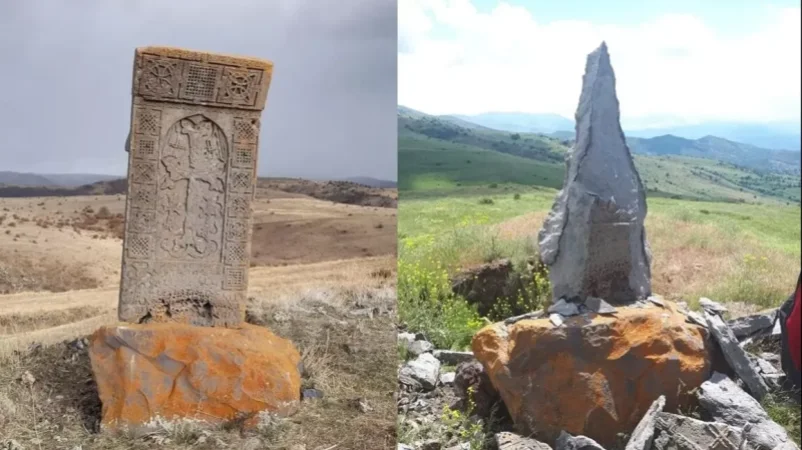 Photos: 13th Century Cross Stone Damaged by Lightning in Vayots Dzor