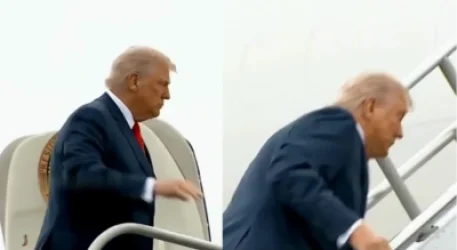 Ինքնաթիռ բարձրանալիս Թրամփը սայթաքել է․ տեսախցիկը ֆիքսել է պահը