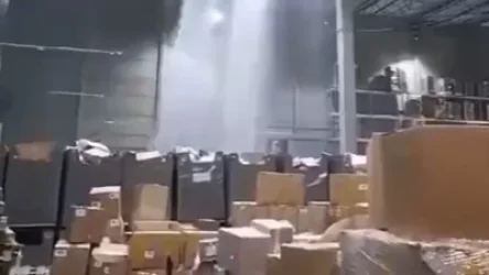 ՏԵՍԱՆՅՈՒԹ․ Ինչպես է հորդառատ անձրևների հետևանքով հեղեղվում  Wildberries-ի պահեստի տանիքը․ ՌԴ