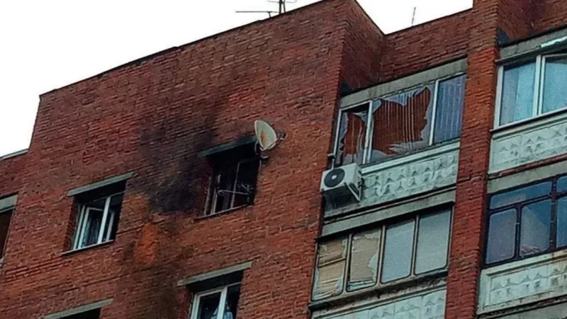 Drone Crashes into Apartment Building in Kursk, Russia