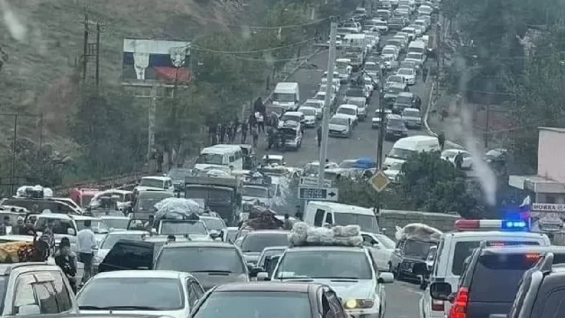 Photo: Car Column Leaving Stepanakert