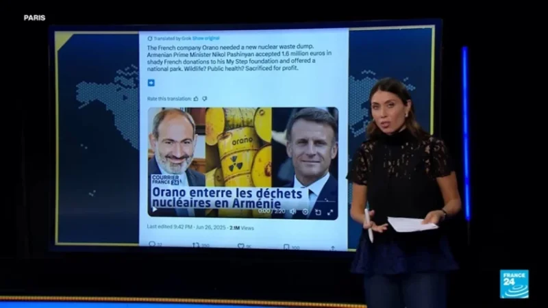 France 24 հեռուստաընկերությունը հերքել է, թե Ֆրանսիան միջուկային թափոններ է տեղափոխել Հայաստան