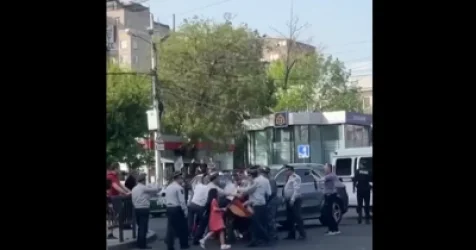 ՏԵՍԱՆՅՈՒԹ. Փոքրիկ աղջնակը պաշտպանվում է ոստիկանից դրոշով