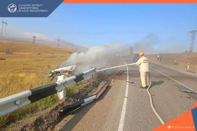 Վթար՝ հրդեհի բռնկմամբ. վարորդը հոսպիտալացվել է