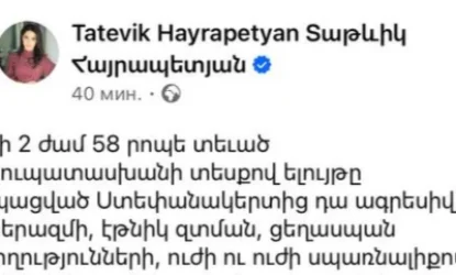 Այդ ամենից շահել են ոչ թե շարքային ադրբեջանցիները, այլ բացառապես բռնապետ Ալիևը. Տաթևիկ Հայրապետյան
