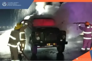Մասիս-Այնթապ ճանապարհին բեռնատար է այրվել