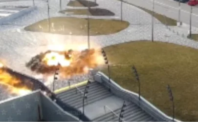 ՏԵՍԱՆՅՈՒԹ․ Ինչպես է «Բելգորոդ-Արենա» սպորտային համալիրի շենքը վնասվում գնդակոծության ժամանակ