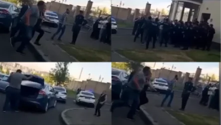 ՏԵՍԱՆՅՈՒԹ. Կորած զինծառայողի հարազատը ձողով հարձակվում է ոստիկանների ուղղությամբ