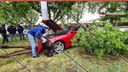 Երևանում կին վարորդը «BMW»-ով տապալել է ծառն ու հայտնվել կանաչ գոտում
