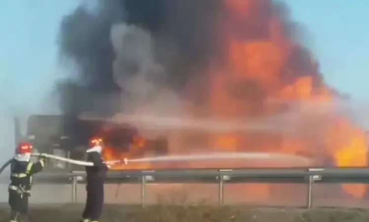 VIDEO: Fuel Tanker Catches Fire in Georgia