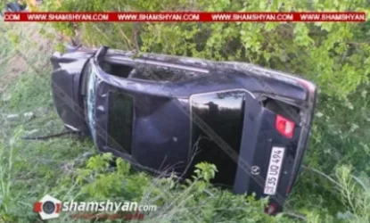 Mercedes-ը տապալել է մի քանի ծառ ու կողաշրջված վիճակում հայտնվել առվի մեջ