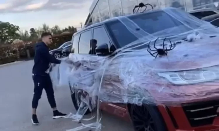 VIDEO: Famous Footballer's Car Covered in Spider Webs