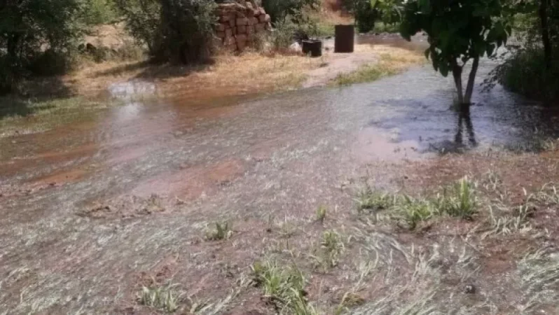 Flooding of a Resident's Orchard Due to Water Pipe Burst in Bazmabuyr
