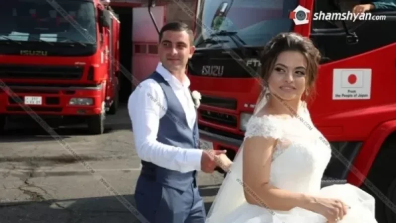 ԼՈՒՍԱՆԿԱՐՆԵՐ․ Յուրօրինակ հարսանեկան արարողություն՝ հրշեջ մեքենաներով