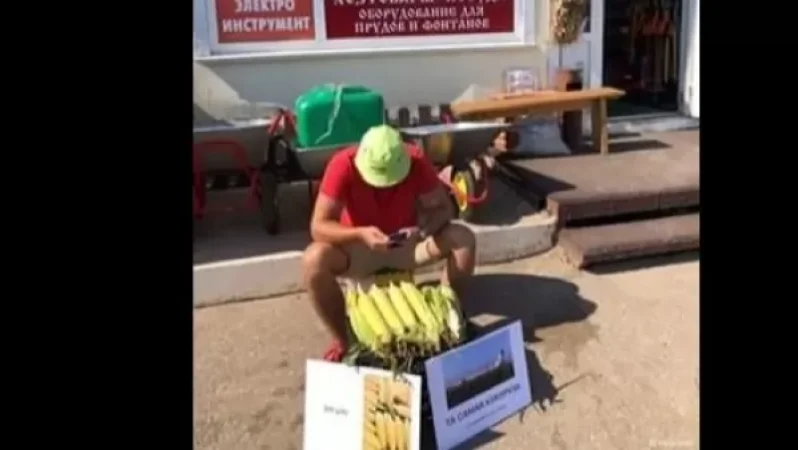 Տղամարդը A321-ի կոշտ վայրէջքի վայրից բերված եգիպտացորեն է վաճառում