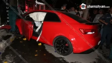 Կոմիտասում Kia-ն դուրս է եկել հանդիպակաց գոտի ու բախվել շենքի պատին