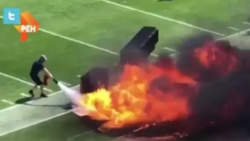 VIDEO: Fire Breaks Out on Football Field During Game in the USA