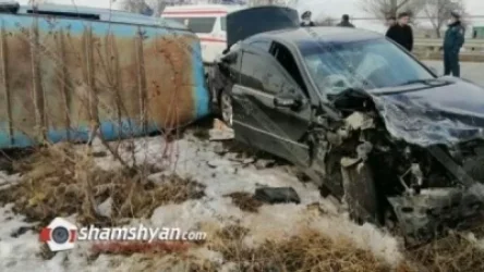 Վթար՝ Արագածոտնի մարզում․ բախվել են «Մերսեդեսն» ու «Երազը», կա 1 զոհ