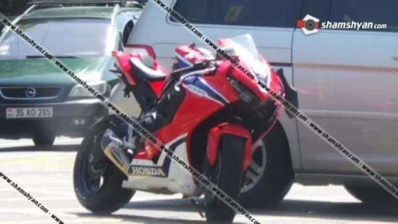 Collision between Honda car and motorcycle in Yerevan; motorcyclist hospitalized