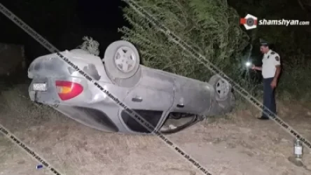 Ավագ պարեկը Ford մակնիշի ավտոմեքենայով դուրս է եկել ճանապարհահատվածից և գլխիվայր հայտնվել դաշտում