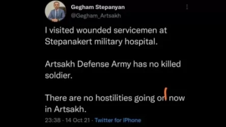 Արցախի ՊԲ-ն զոհեր չունի, ներկայումս ռազմական գործողություններ չկան. Արցախի ՄԻՊ