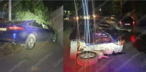 Ավտովթար՝ Երևանում. բախվել է երեք մեքենա, որից մեկն արմատախիլ է արել ծառը