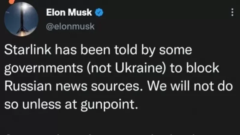 Իլոն Մասկը հրաժարվել է StarLink ցանցում արգելափակել ռուսական լրատվամիջոցները