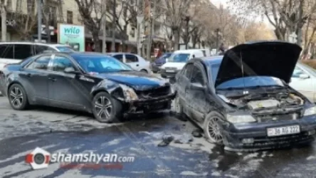 Երևանում բախվել են Cadillac-ն ու Opel Astra-ն․ կա վիրավոր