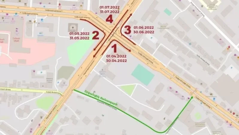 Ապրիլի 1-ից փակվելու են «Լամբադա» կամուրջի տրանսպորտային վերգետնյա առանձին ուղղություններ