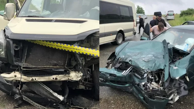 Photos: Citizens Involved in Accident in Tsaghkavan Wait Hours for Investigators