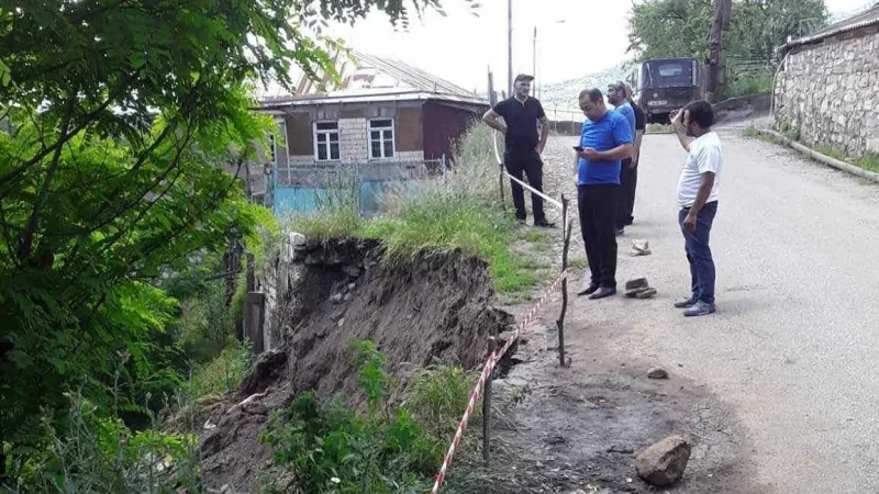 Photos: Road Collapses Near a House in Voskevaz Village