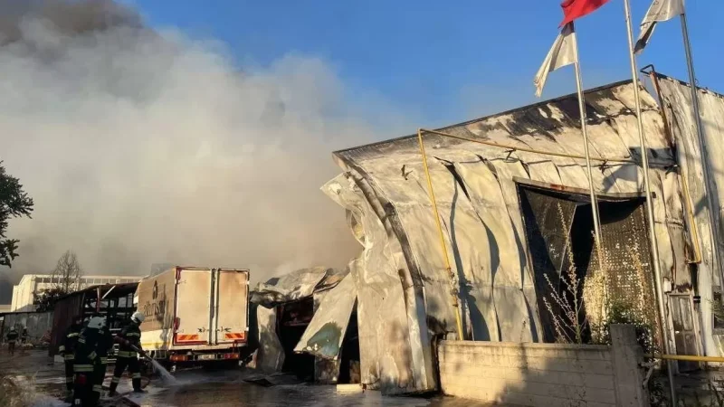 Photos: Major Fire Breaks Out at Factory in Antalya