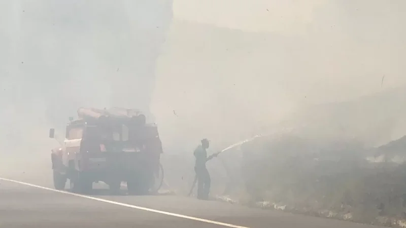 Photos: Major Fire on Yerevan-Sevan Highway, Approximately 10 Hectares of Vegetation Burning