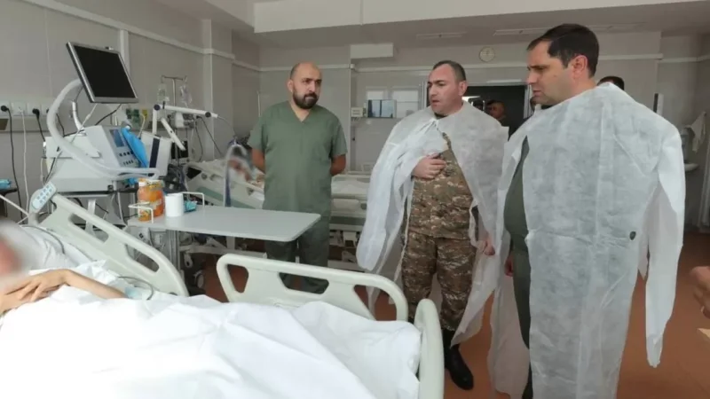 Photos: Defense Minister Papikyan Visits Two Injured Soldiers