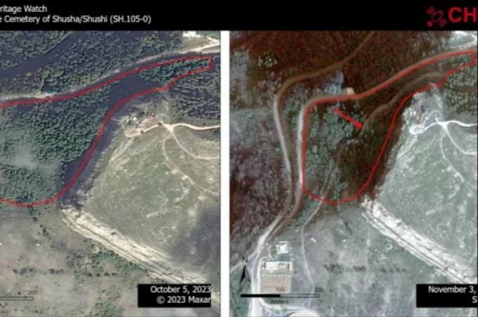 Ադրբեջանը ճանապարհ է կառուցում Շուշիի պատմական հայկական գերեզմանոցի միջով. ԱՀԱԶԱՆԳ