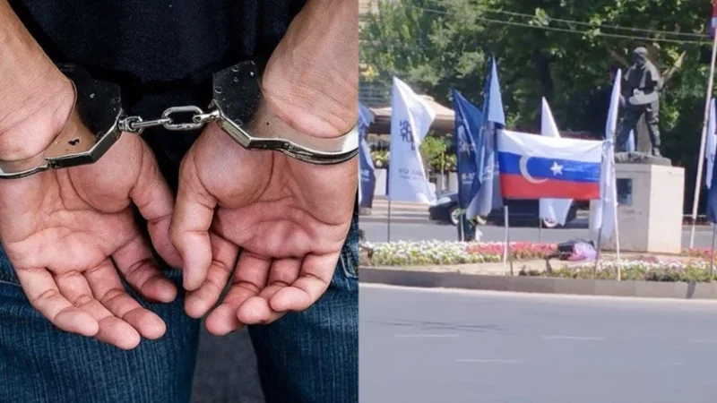 Երևանի կենտրոնում անհայտ ծագման դրոշը տեղադրած անձը ձերբակալվել է