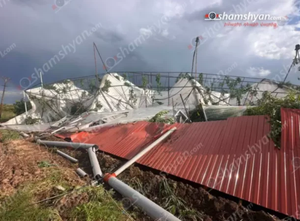 Ջերմոցային տնտեսությունը՝ հողին է հավասարվել․ ուժեղ քամին մեծ վնաuներ է հասցրել Տանձուտ գյուղում