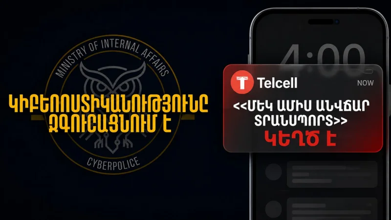 Կիբեռոստիկանությունը զգուշացնում է՝ «Մեկ ամիս անվճար տրանսպորտ» առաջարկը խաբեություն է