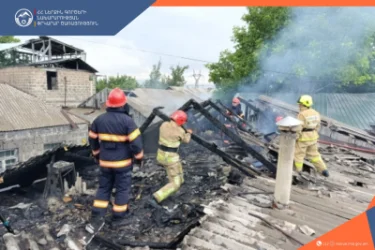 Fire in Gyumri: Roof and Solar Panels Burned