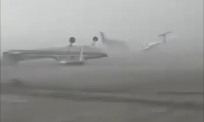 Storm Upsets Aircraft at Airport in Italy