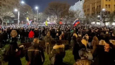 Հանրահավաք Սերբիայի մայրաքաղաք Բելգրադում՝ ի պաշտպանություն Ռուսաստանի