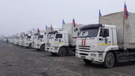 ՌԴ ԱԻՆ-ի՝ շինանյութով բեռնված ավտոշարասյունը ուղևորվել է Արցախ