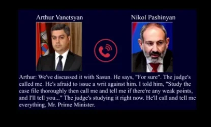 ՀՐԱՏԱՊ․ Հրապարակվել է Վանեցյանի և Փաշինյանի հեռախոսազրույցի գաղտնալսման ձայնագրությունը