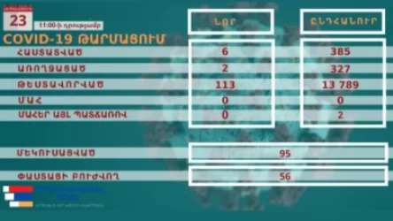 Արցախում հաստատվել է կորոնավիրուսով վարակման 6 նոր դեպք